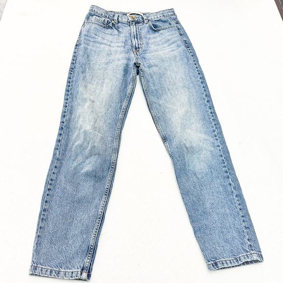 Zara Straight Leg Acid Wash Denim Jeans Zip Fly Size 02 - Picture 2 of 8